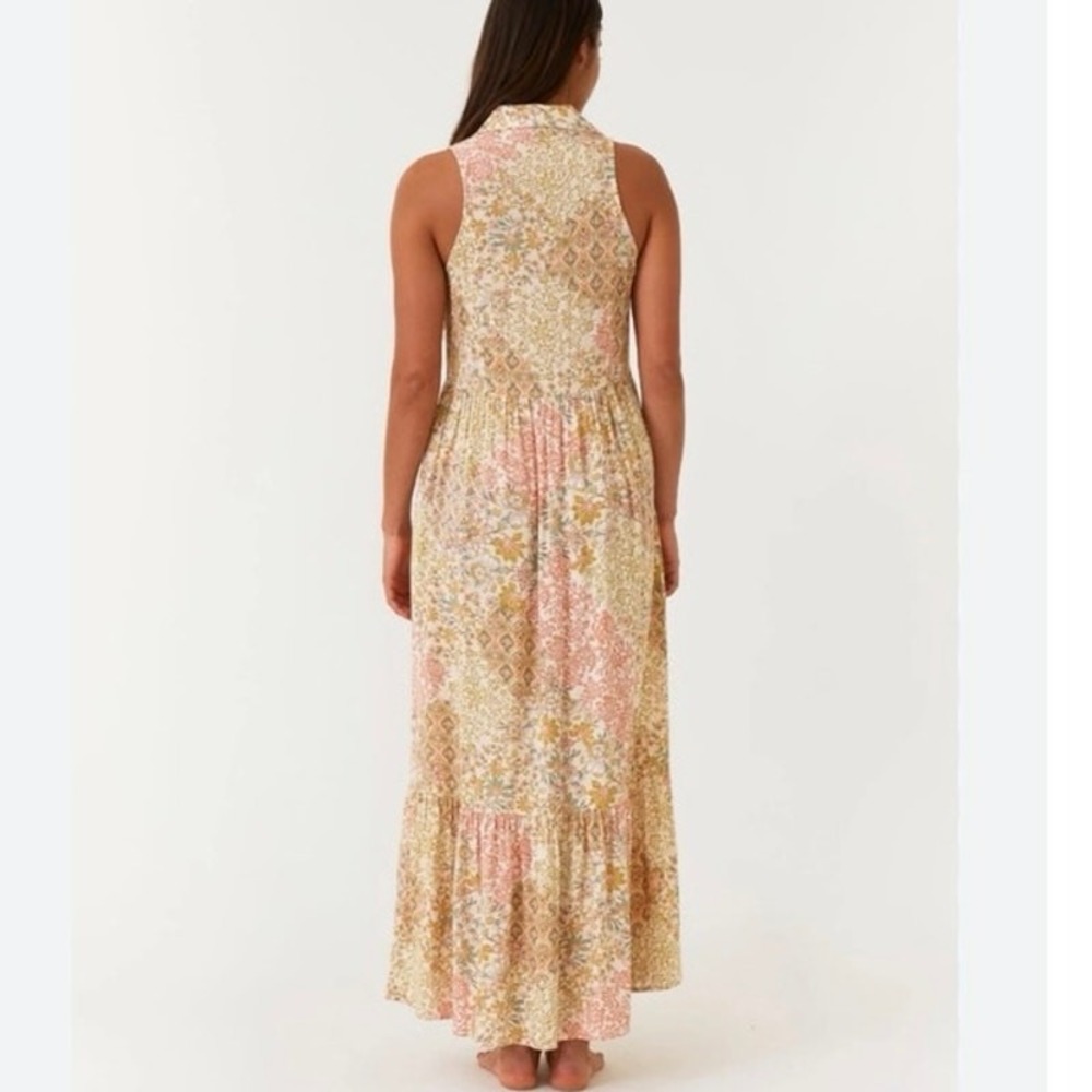 Boho Floral Maxi Dress Small Sleeveless Tiered Cottagecore Beach Flowy - Picture 8 of 12